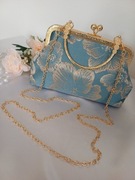 Torebka Wieczorowa - Błękit ze złotem 