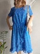 niebieska sukienka damska krótka błękitna L 40 we wzory w groszki