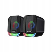 ZESTAW GŁOŚNIKI KOMPUTEROWE 2.0 WESDAR DO KOMPUTERA LAPTOPA AUX LED USB RGB