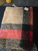 Gruby, ciepły szal XXL na prezent, krata 