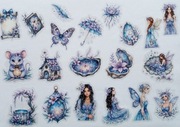 naklejki 40szt magia elfy wróżki fiolet przedmioty ziwerzęta scrapbooking