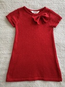 Czerwona świąteczna elegancka sukienka z kokardą H&M 98 104 jak nowa