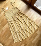 Żółta wiskozowa nowa sukienka maxi w drobne kwiatki r. L/XL