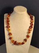 Naszyjnik BURSZTYN Bałtycki | Bryłki 2cm | Stal Szlachetna Pozłacana