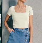 Kremowy crop top kremowa bluzka Sinsay nowa z metką XL