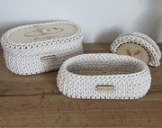 Koszyk na pieczywo , sztućce oraz serwetnik kolor ecru