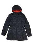 czarna puchowa kurtka parka 38 M volcano na zime z paskiem kapturem
