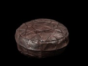 Brązowy puf z koziej skóry, boho, etno