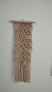 Dekoracja ścienna Boho liście beżowa - makrama na ścianę 52x15 cm