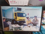 stary duży plakat ciężarówka Renault,  w ramie, 