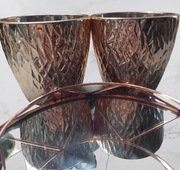 OSŁONKI NA DONICZKI 2 +TACA Z LUSTREM MIEDŹ/RÓŻOWE ZŁOTO KOMPLET NA ŚWIĘTA