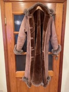 KOŻUCH DAMSKI  BRĄZOWY, prawdziwa skóra, jak nowy, rozmiar 44-45/L