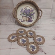 Zestaw taca + 6 podkładek pod kubki