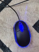 Mała myszka czarna przewodowa świecąca na niebiesko