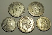 5 i 3 marki 1875-1913 Saksonia, Prusy, Wirtembergia - srebro