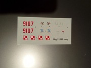 Dwie kalki firmy Ardpol do Mig-21 MF z 10 PLM w skali 1/72.