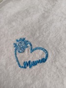 Chustka wielorazowa 21x21 biała haft MAMA prezent