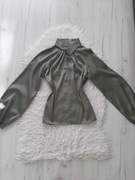 Piękna satynowa bluzka bufiaste rękawy guziczki S 36