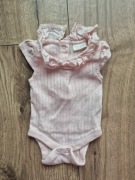 Next ażurowe body kołnierzyk koronka pudrowy róż 56 