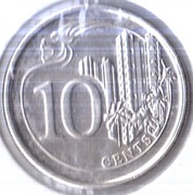 SINGAPUR 10 centów 2014, KM# 346, AU