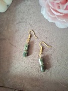 Kolczyki handmade srebro pozłacane z naturalnych kamieni labradoryt hematyt