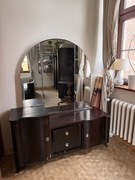 Antyczna drewniana toaletka z lustrem