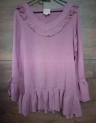 Bluzka z wiskozy z ozdobnymi falbanami rozmiar L