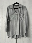 Szara koszula z dłuższym tyłem Zara basic XS