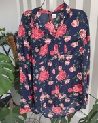 Granatowa koszula w róże kwiaty H&M 38 M na Walentynki 100% wiskoza