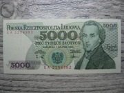 BANKNOT PRL 5000 ZŁOTYCH 1988 ROK SERIA EA FRYDERYK CHOPIN