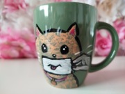 Kubek ręcznie malowany - kotek smile