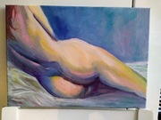 Akt ,,W błękicie" olej na płótnie, 25 x 35 cm