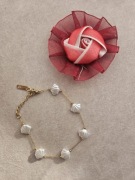 Złota bransoletka w perły, korale muszelki