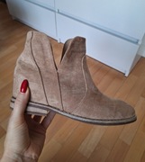 Botki damskie na koturnie wsuwane S. BARSKI 208-2 beżowe r. 39