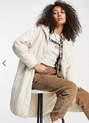 Bershka kurtka płaszcz cienka beżowa midi maxi długa pikowana XS