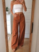 Spodnie sztruksowe WON HUNDRED r. 27 (S) karmelowe wide leg wysoki stan