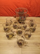 Zestaw Serwis do  kompotu Ponczu 10 szklanek + szklana chochelka 