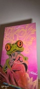 Obraz ręcznie malowany na płótnie – Kolorowa Żaba – pop art / street art