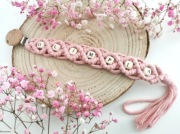 Zawieszka do smoczka makrama imię prezent dla noworodka chrzest baby shower