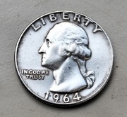 USA 25 cent, quarter Dolar 1964 r srebro