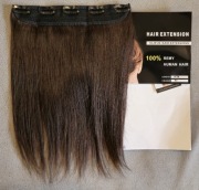 Włosy CLIP-IN naturalne 14" pasemka 35cm doczepy 1 Taśma PREMIUM brązowe 