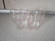 Kieliszki do wódki, nalewki, złote romby, szkło, PRL retro 5 szt.