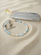Biżuteryjna smycz do telefonu Perła, Fluo szkło, Kamień rzeczny,Mattè Prism