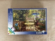 Puzzle Stolik z błękitną parasolką, Fine Art, Trefl, 1500