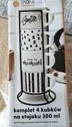 Komplet 4 kubków na stojaku Decor Tadar 300 ml