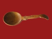 Oryginalna drewniana łyżka, chochla, do kuchni z wzorem, brzoza - 30 cm