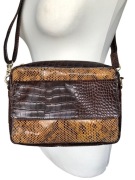 Skórzana listonoszka Depeche, krokodyl, różne odcienie brązu