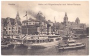 SZCZECIN~PAROWIEC~ Stettin~ Hafen mit Rugendampfer und Haken-Terrasse~ 1919