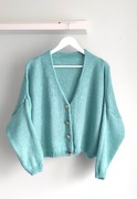 Włoski krótki kardigan oversize mięta r U
