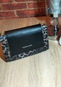 Torebka damska czarna z szarą panterką 